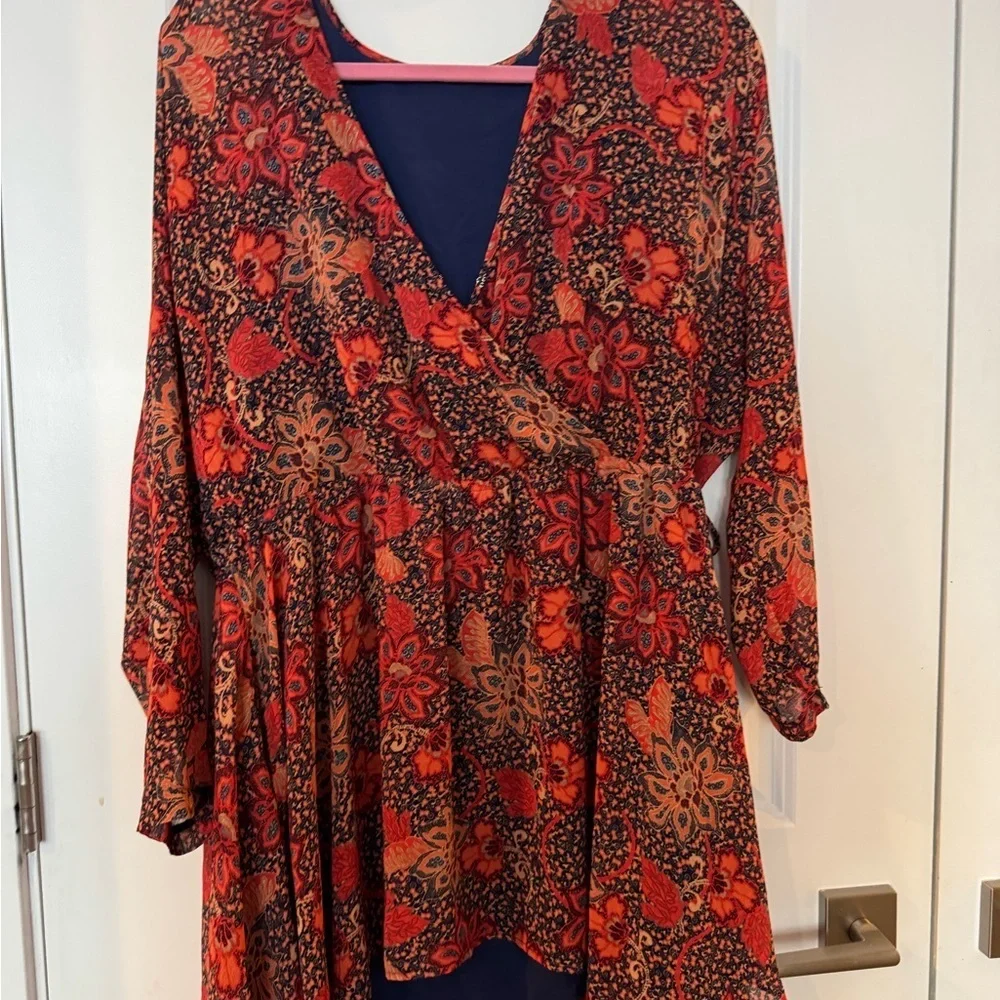Free People Teegan Floral Bohemian Mini Wrap Dress